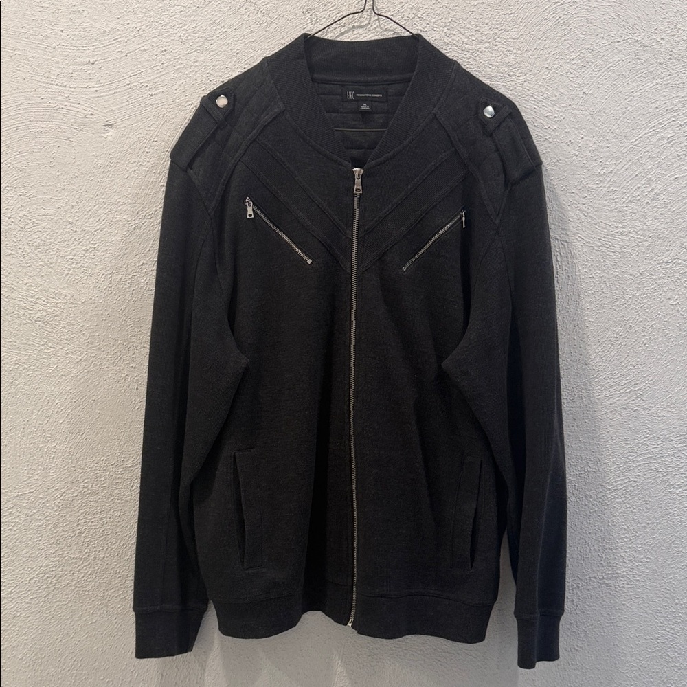 INC International Concepts Dark Gray Bomber Jacket